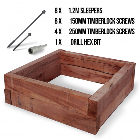 Brown Railway Sleeper Raised Bed Garden Pond Kit