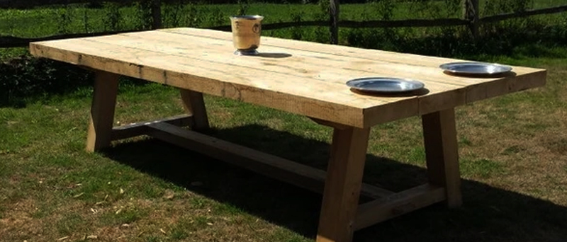 Oak sleeper store garden table